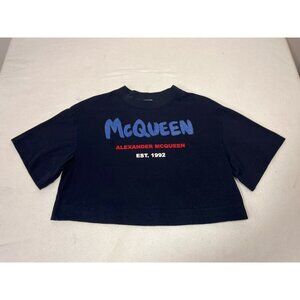 Alexander McQueen Logo T-Shirt EST 1992 Navy Women’s 38 Made in Italy